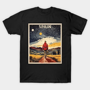 Camino de Santiago Spain Starry Night Travel Tourism Retro Vintage Art T-Shirt